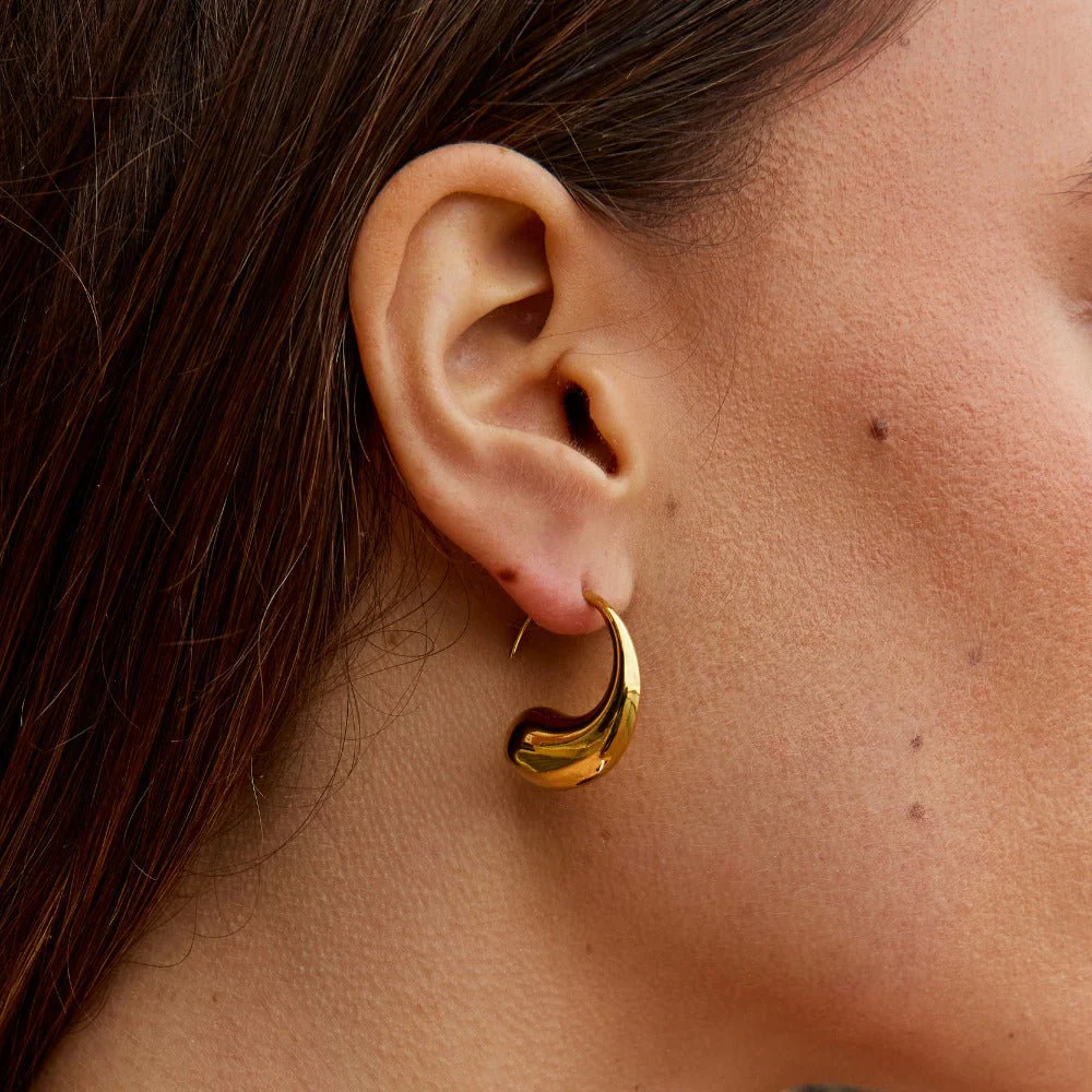 Chunky Gold Teardrop Earrings - Image 2