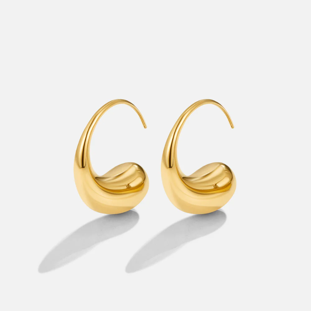 Chunky Gold Teardrop Earrings - Image 3