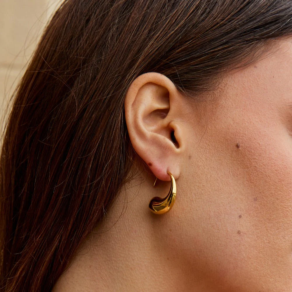 Chunky Gold Teardrop Earrings - Image 4