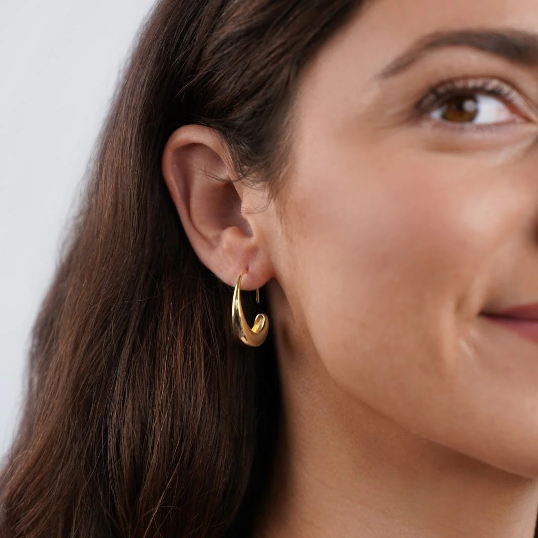 Classic Drop Hoop Earrings - Image 2