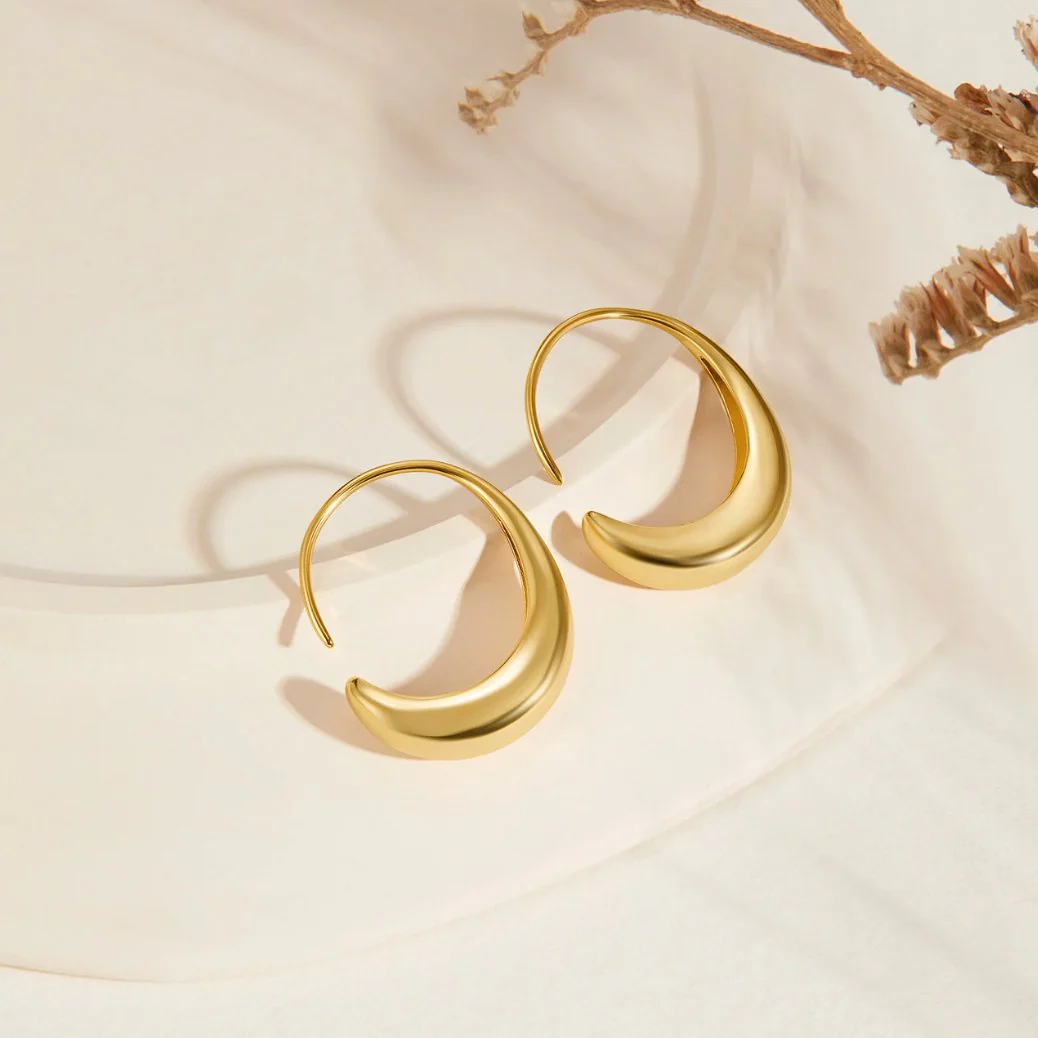 Classic Drop Hoop Earrings - Image 5