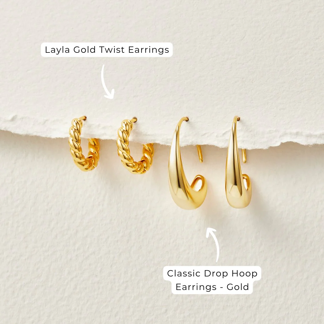 Classic Drop Hoop Earrings - Image 7