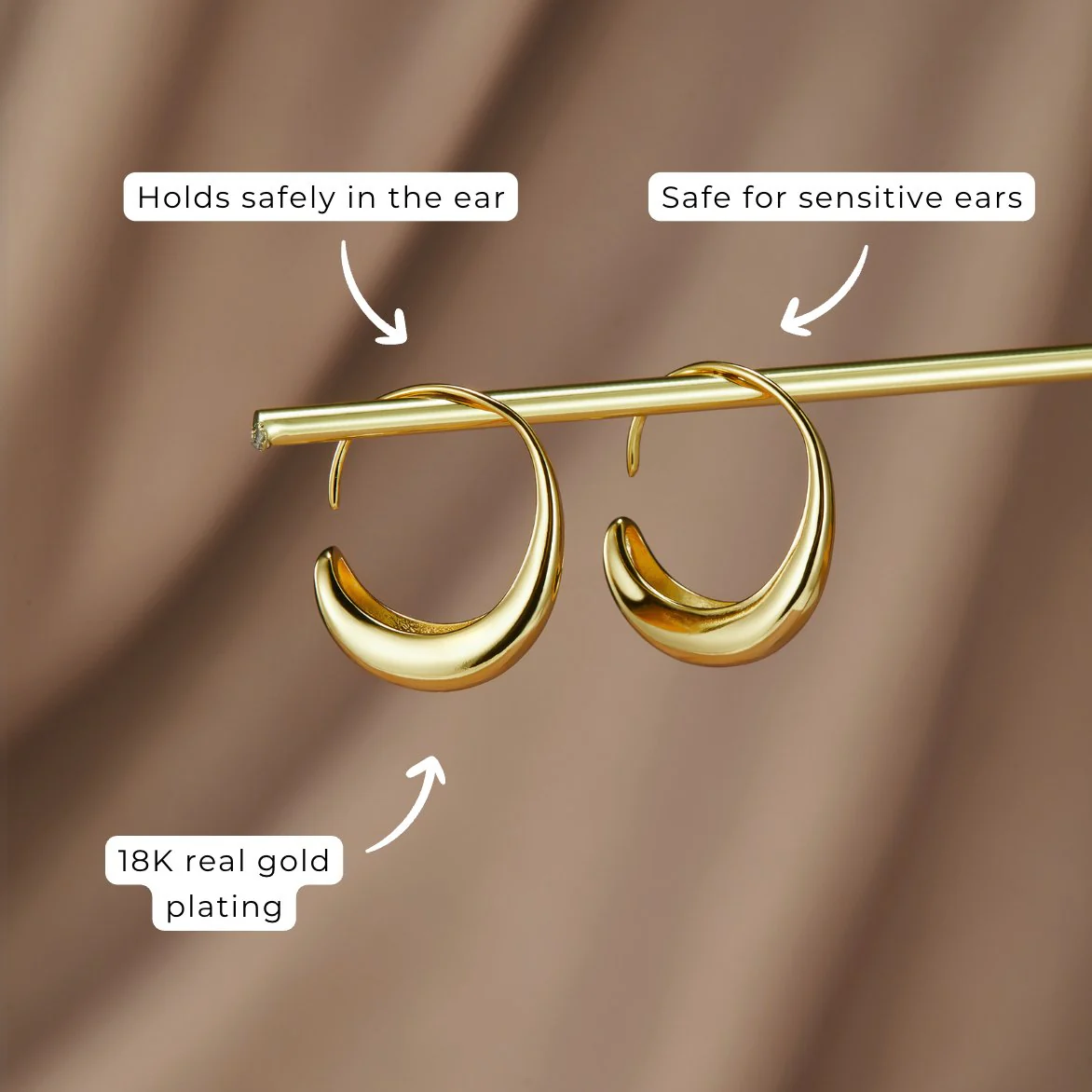 Classic Drop Hoop Earrings - Image 8