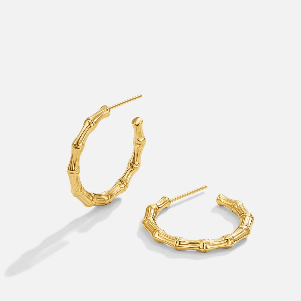 Classic Hoop Bamboo Earrings - Image 3