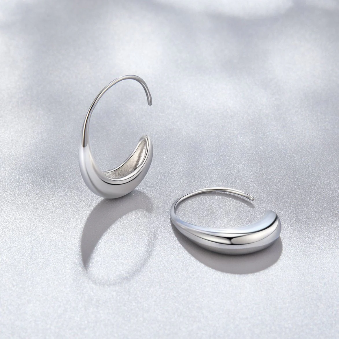 Classic Silver Drop Hoop Earrings - Image 3