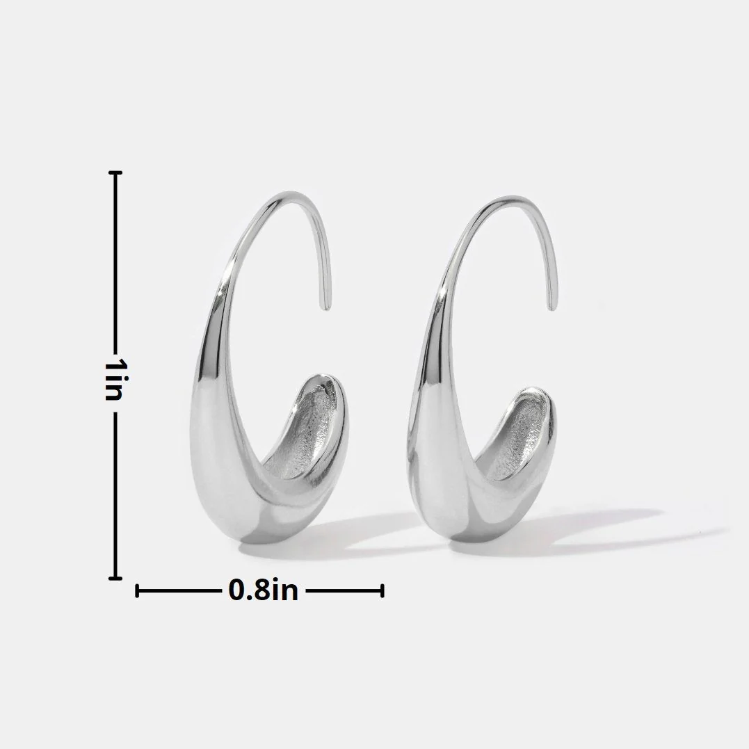 Classic Silver Drop Hoop Earrings - Image 5