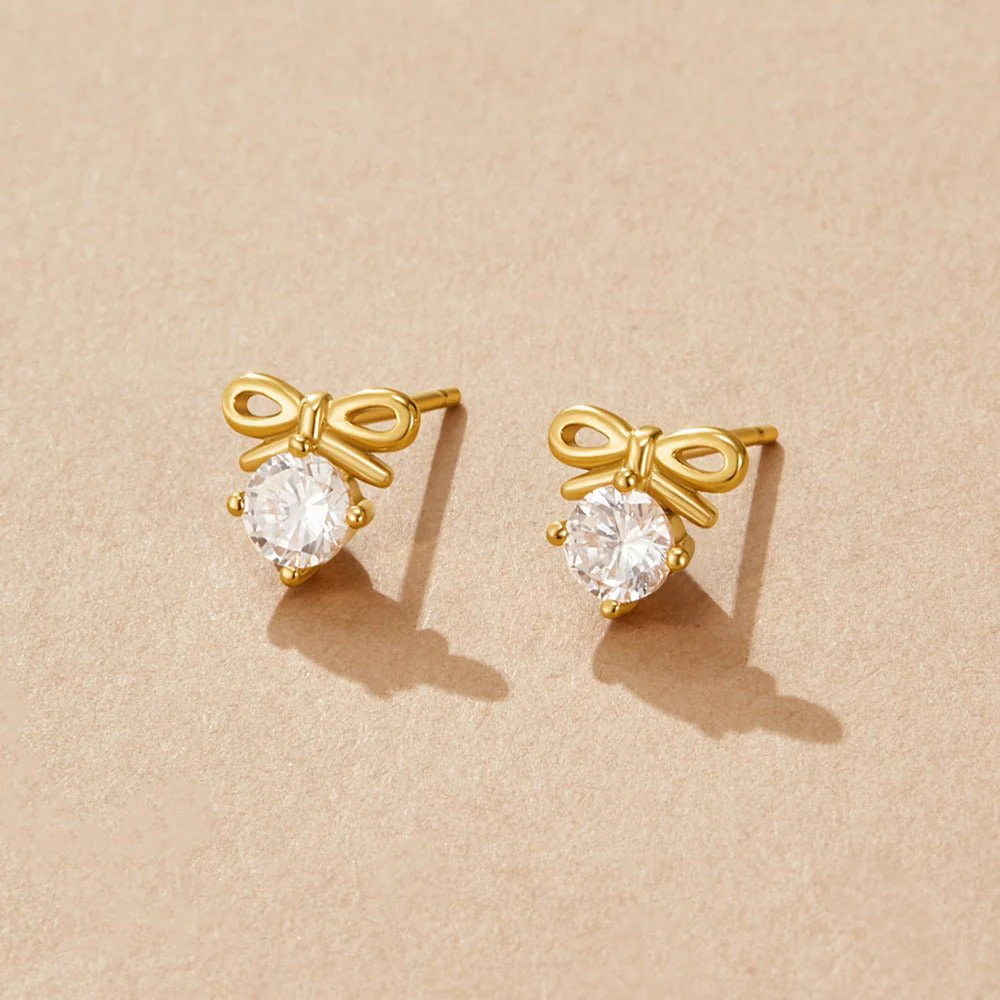 Crystal Bow Stud Earrings - Image 3