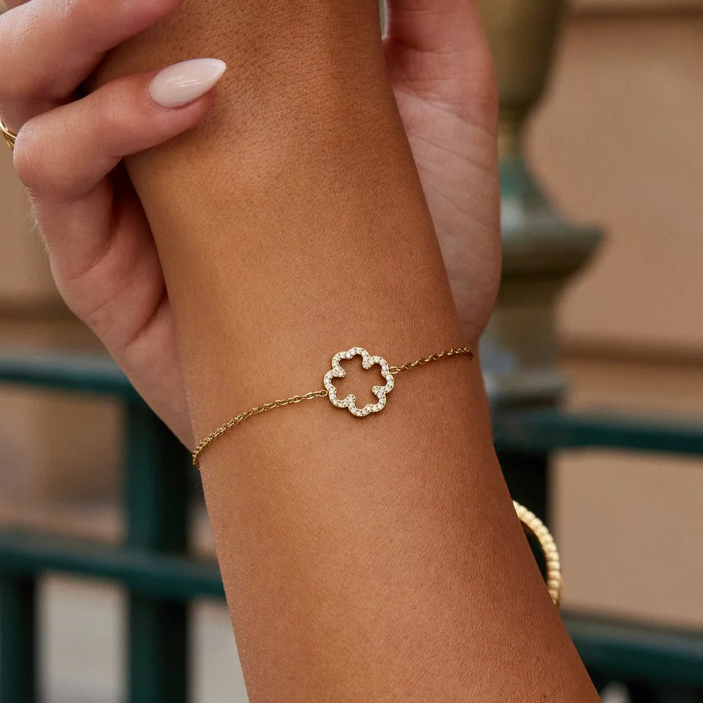 Crystal Clover Leaf Bracelet - Image 2