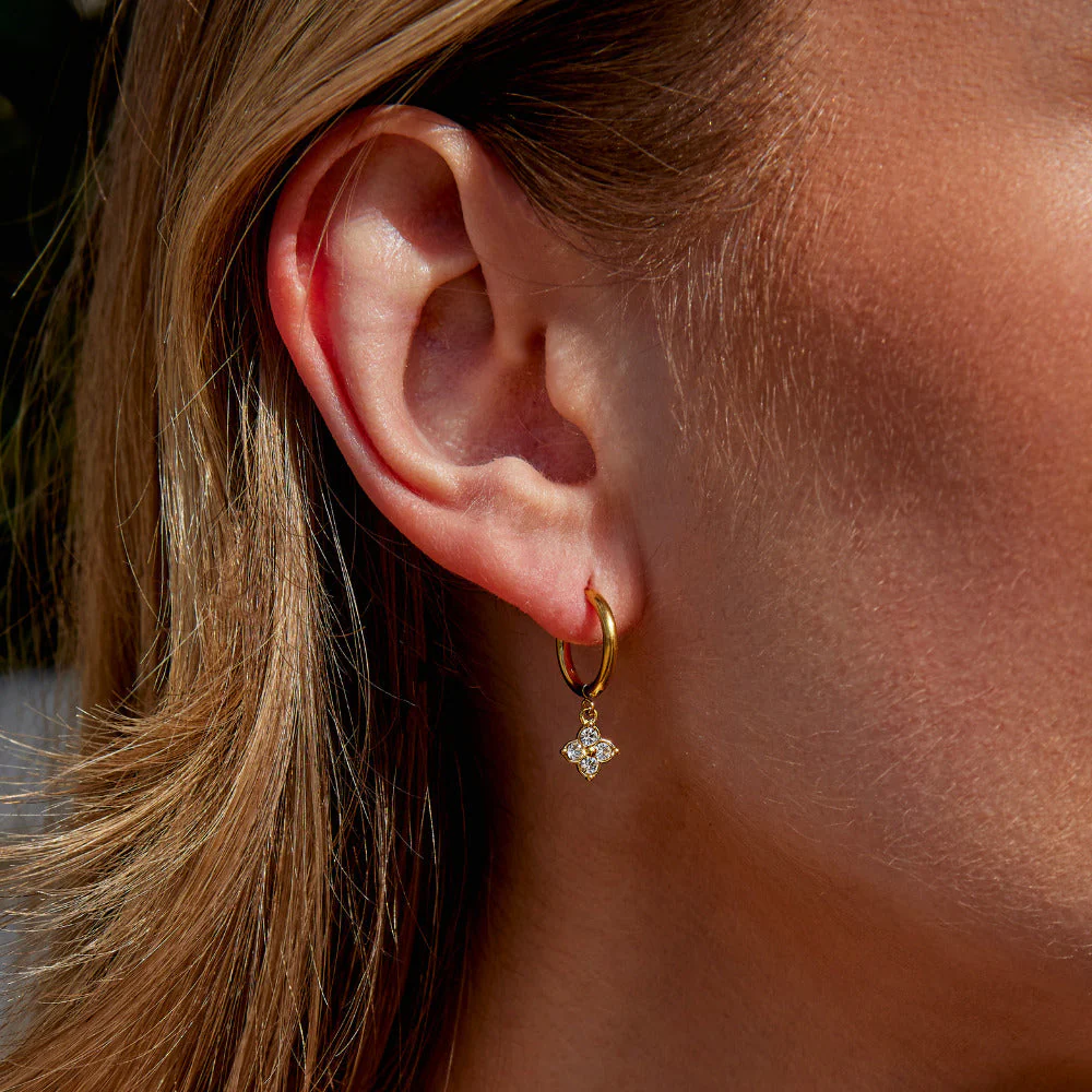 Crystal Four Leaf Clover Drop Earrings - Image 2