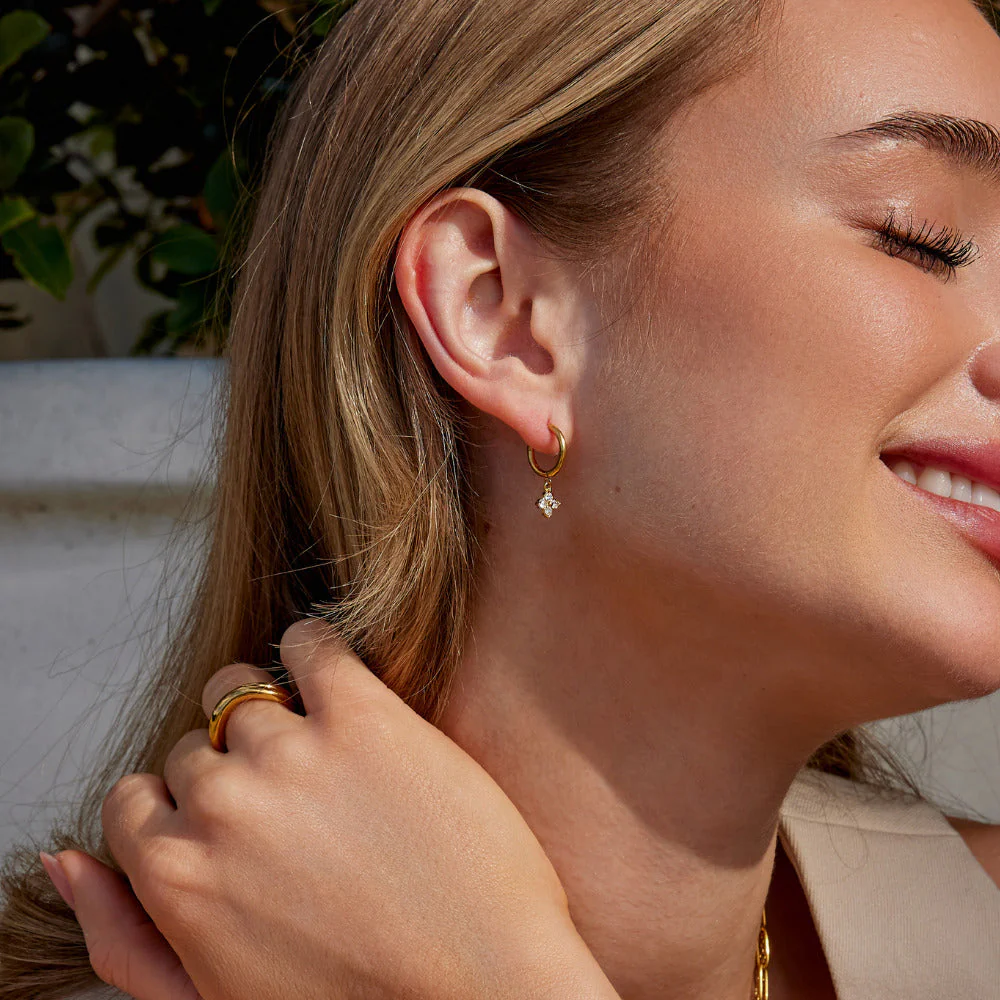Crystal Four Leaf Clover Drop Earrings - Image 3
