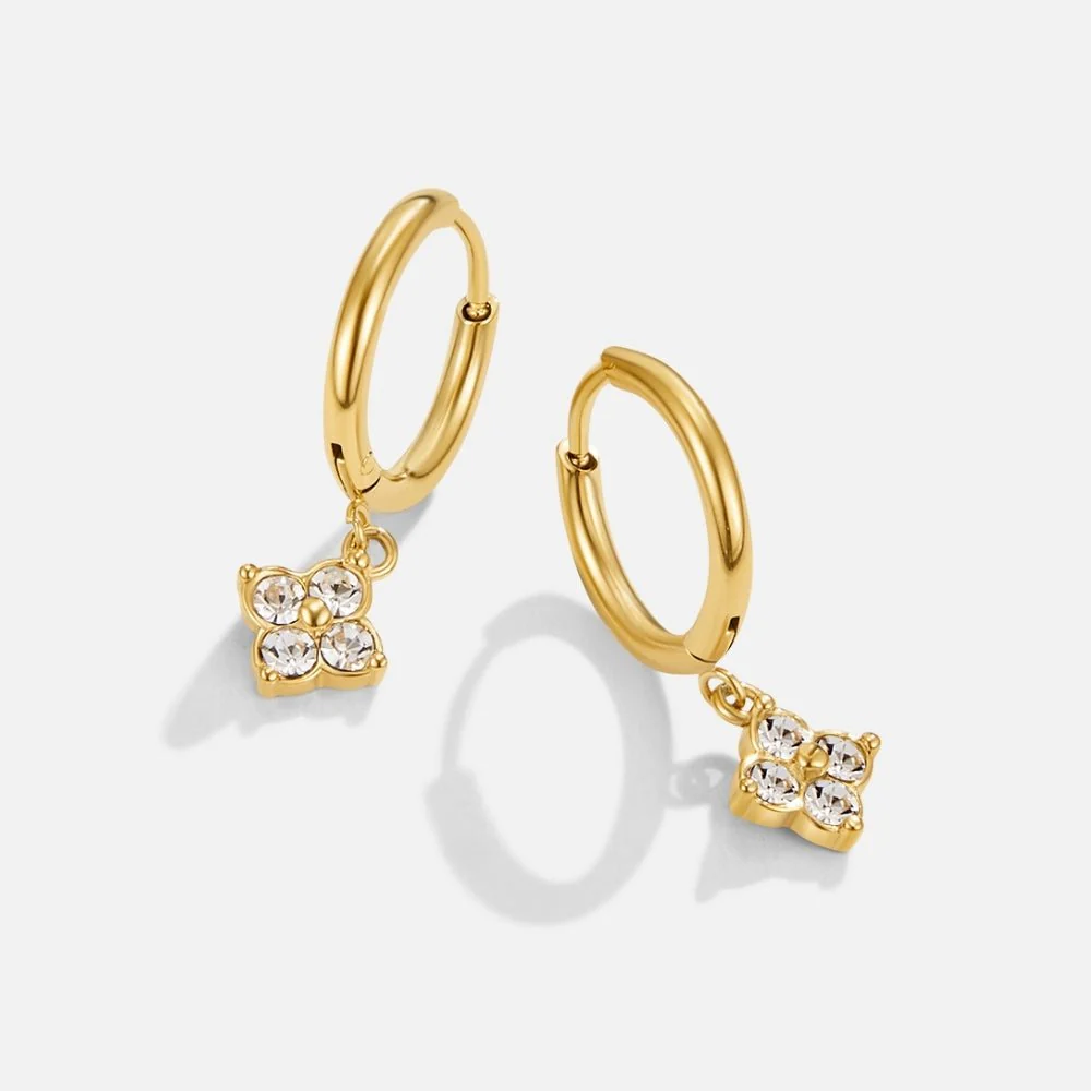 Crystal Four Leaf Clover Drop Earrings - Image 4