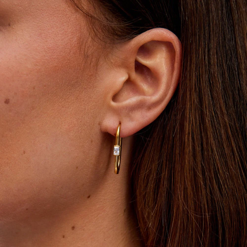 Crystal & Gold Diana Hoop Earrings - Image 2