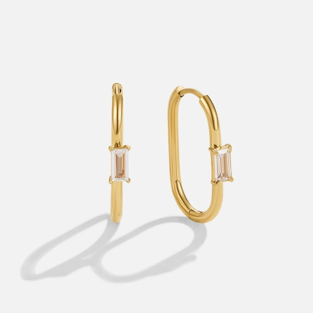 Crystal & Gold Diana Hoop Earrings - Image 3