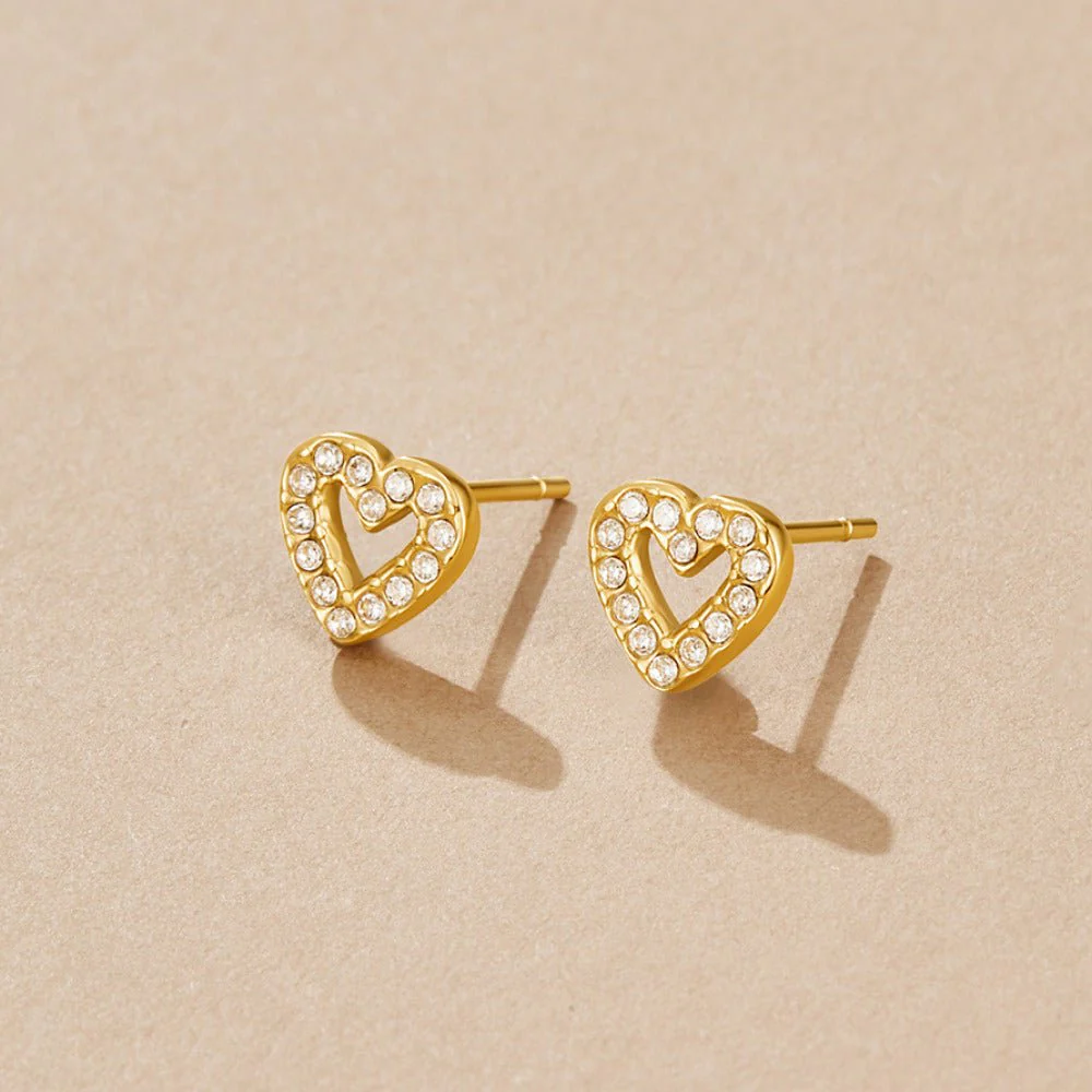 Crystal Heart Stud Earrings