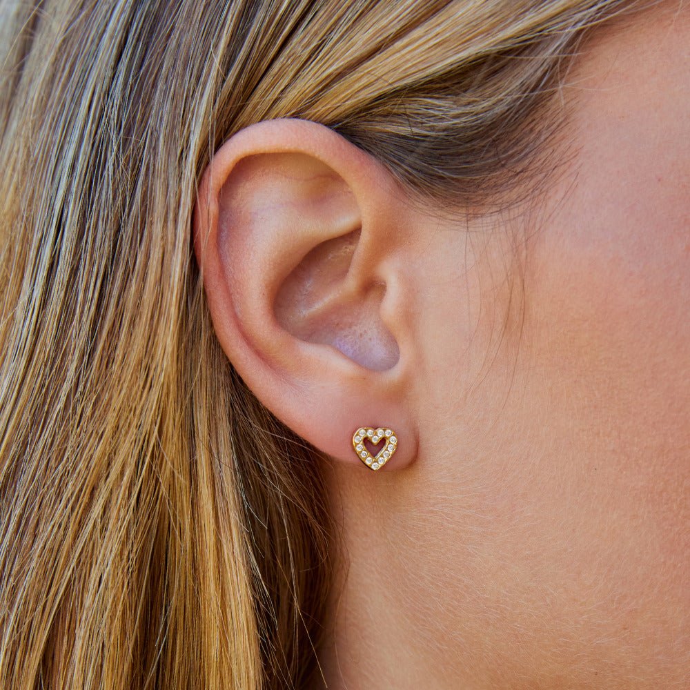 Crystal Heart Stud Earrings - Image 2