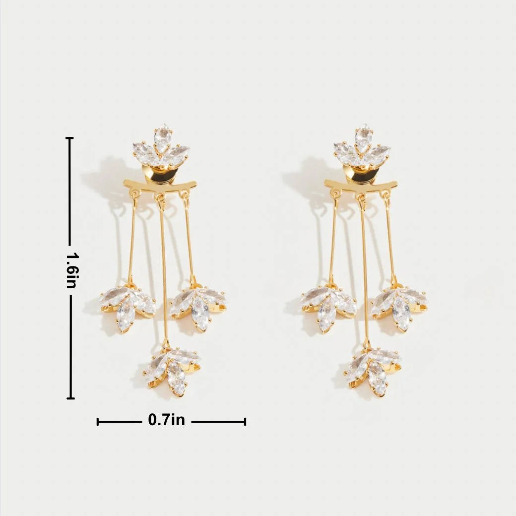 Crystal Lotus Waterfall Earrings - Image 10
