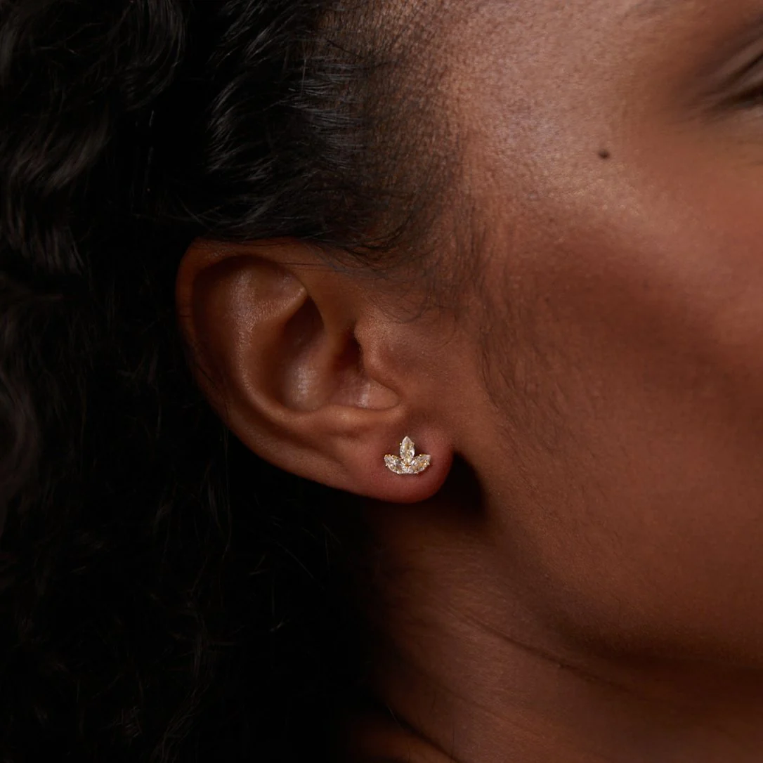 Crystal Lotus Waterfall Earrings - Image 4