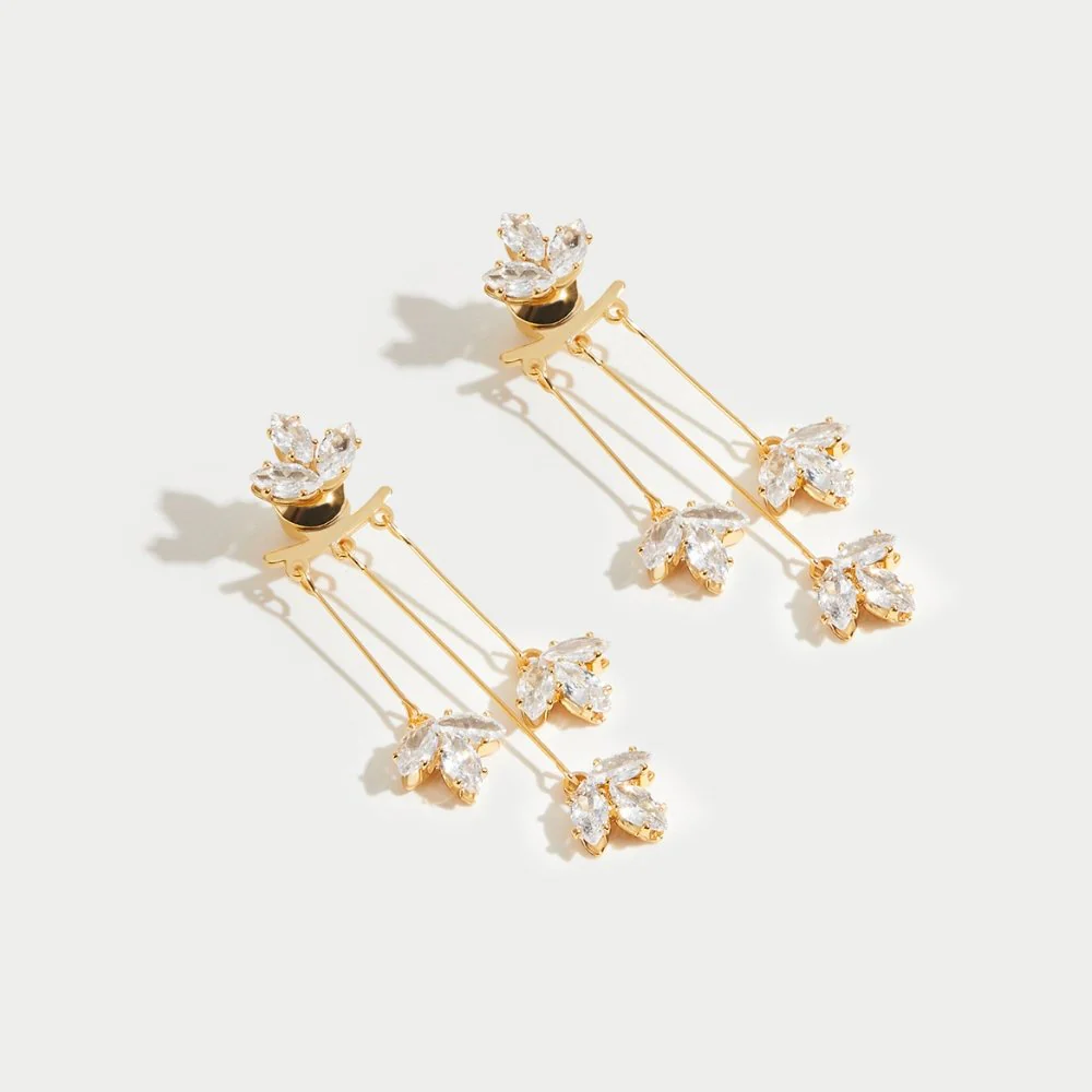 Crystal Lotus Waterfall Earrings - Image 5