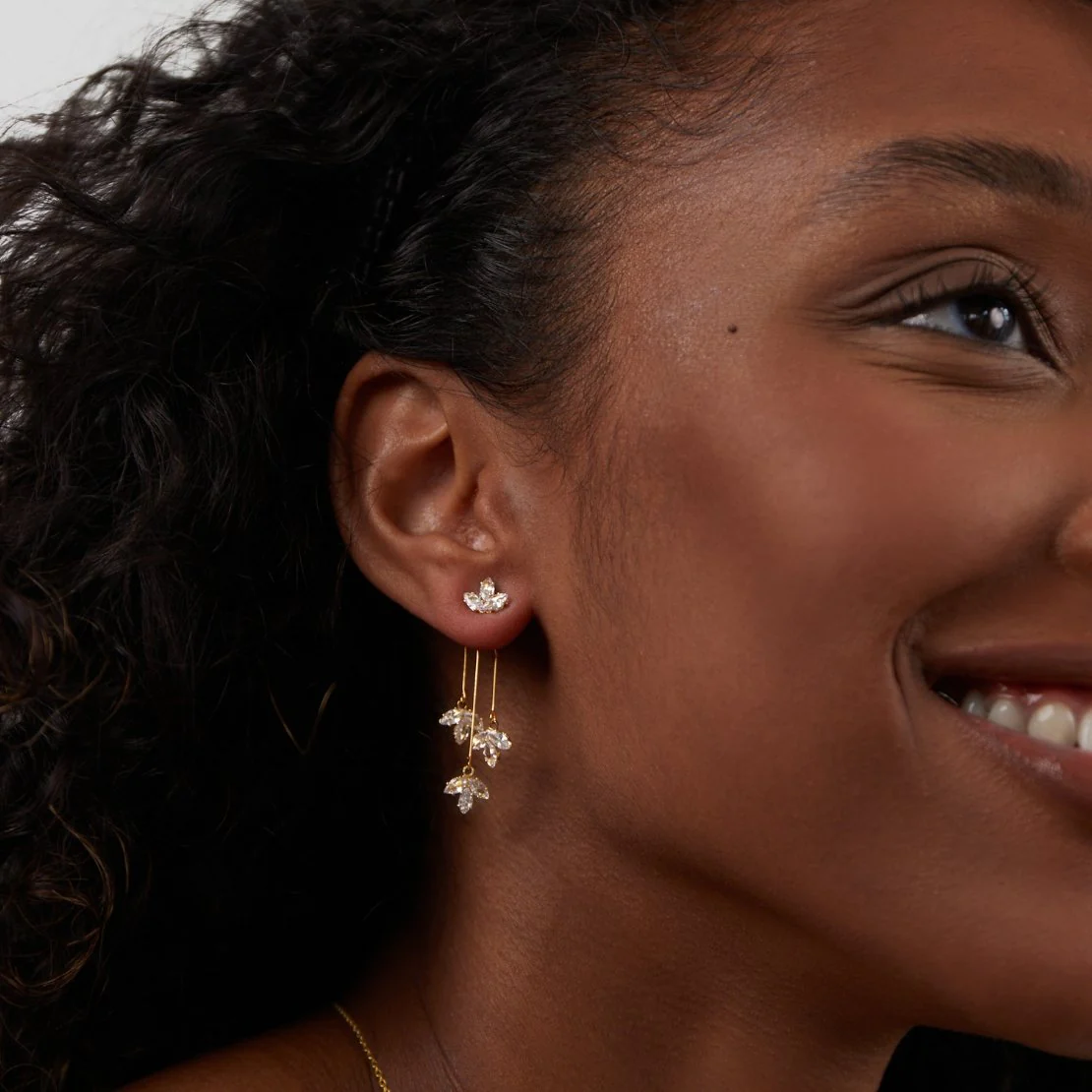 Crystal Lotus Waterfall Earrings - Image 6