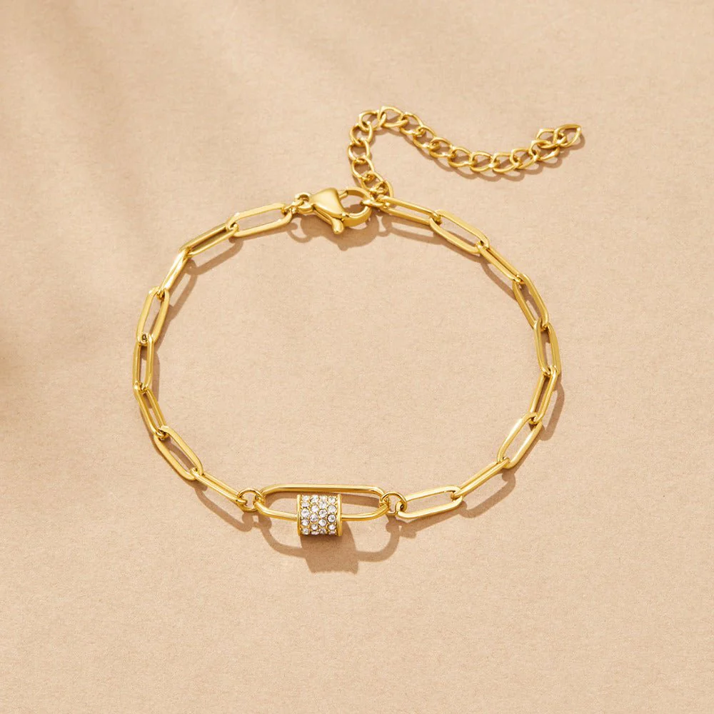Crystal Paperclip Charm Bracelet