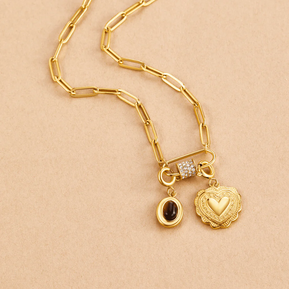 Crystal Paperclip Charm Necklace - Image 2