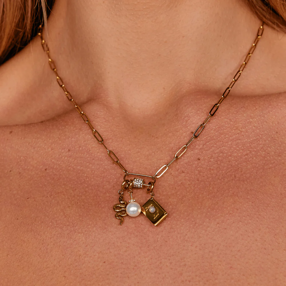 Crystal Paperclip Charm Necklace - Image 3