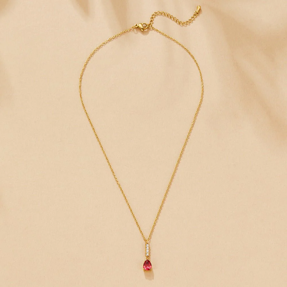 Crystal Ruby Teardrop Necklace - Image 3