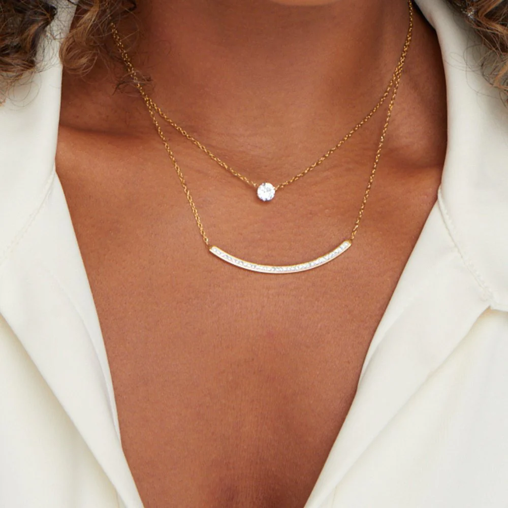 Dainty Crystal Layered Necklace - Image 2