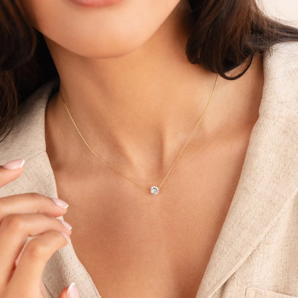 Dainty Round Crystal Necklace - Image 2