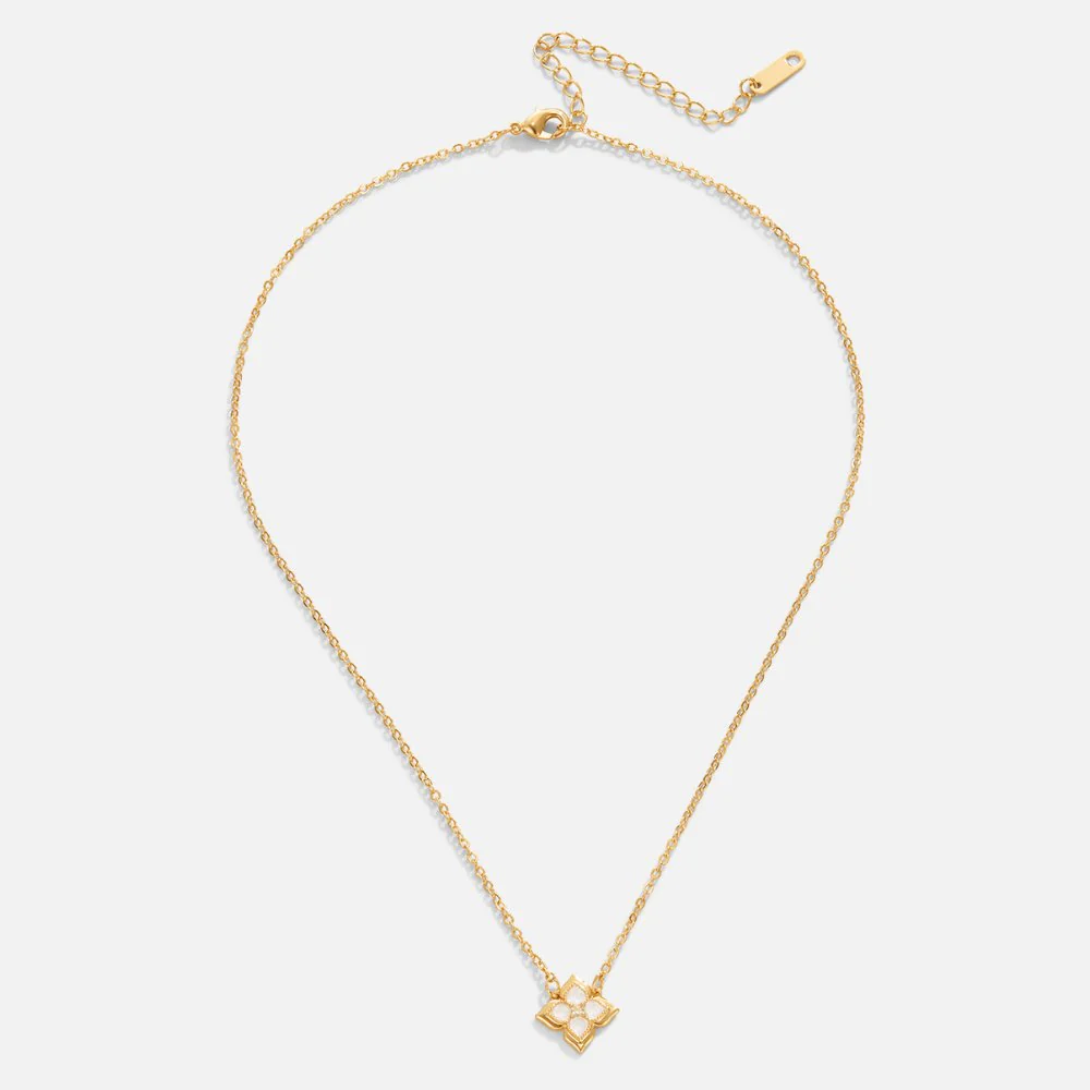 Dalia White Iris Clover Necklace - Image 4