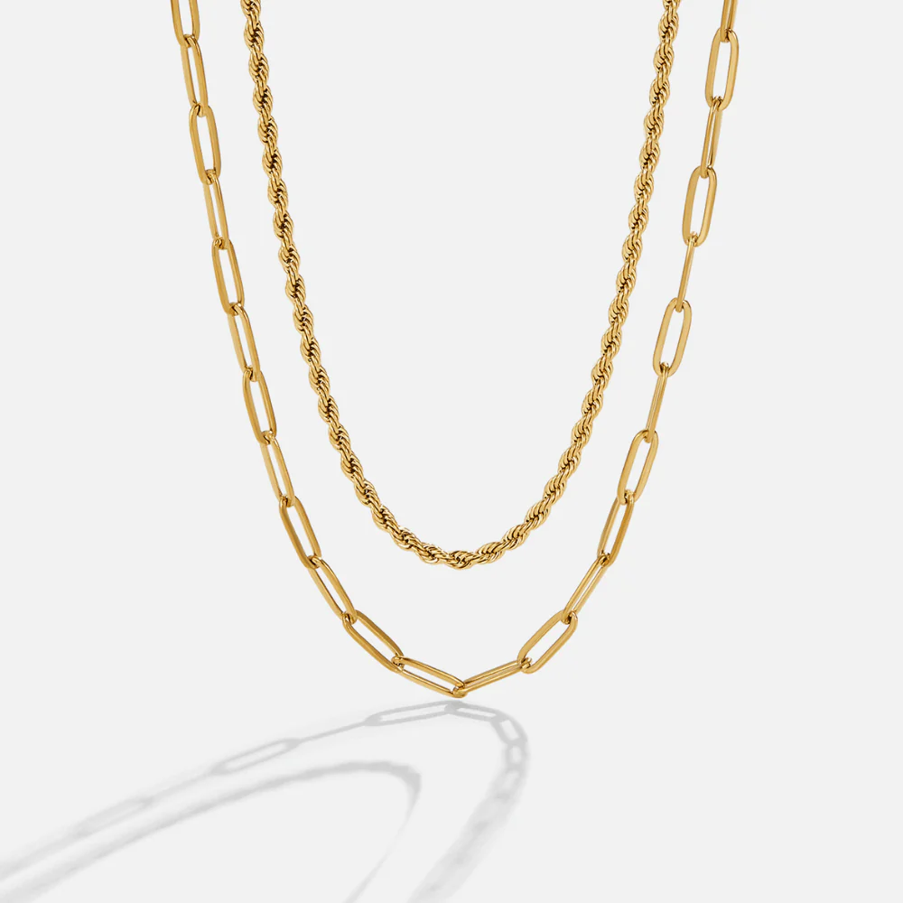 Dara Layered Paperclip Chain Necklace - Image 4