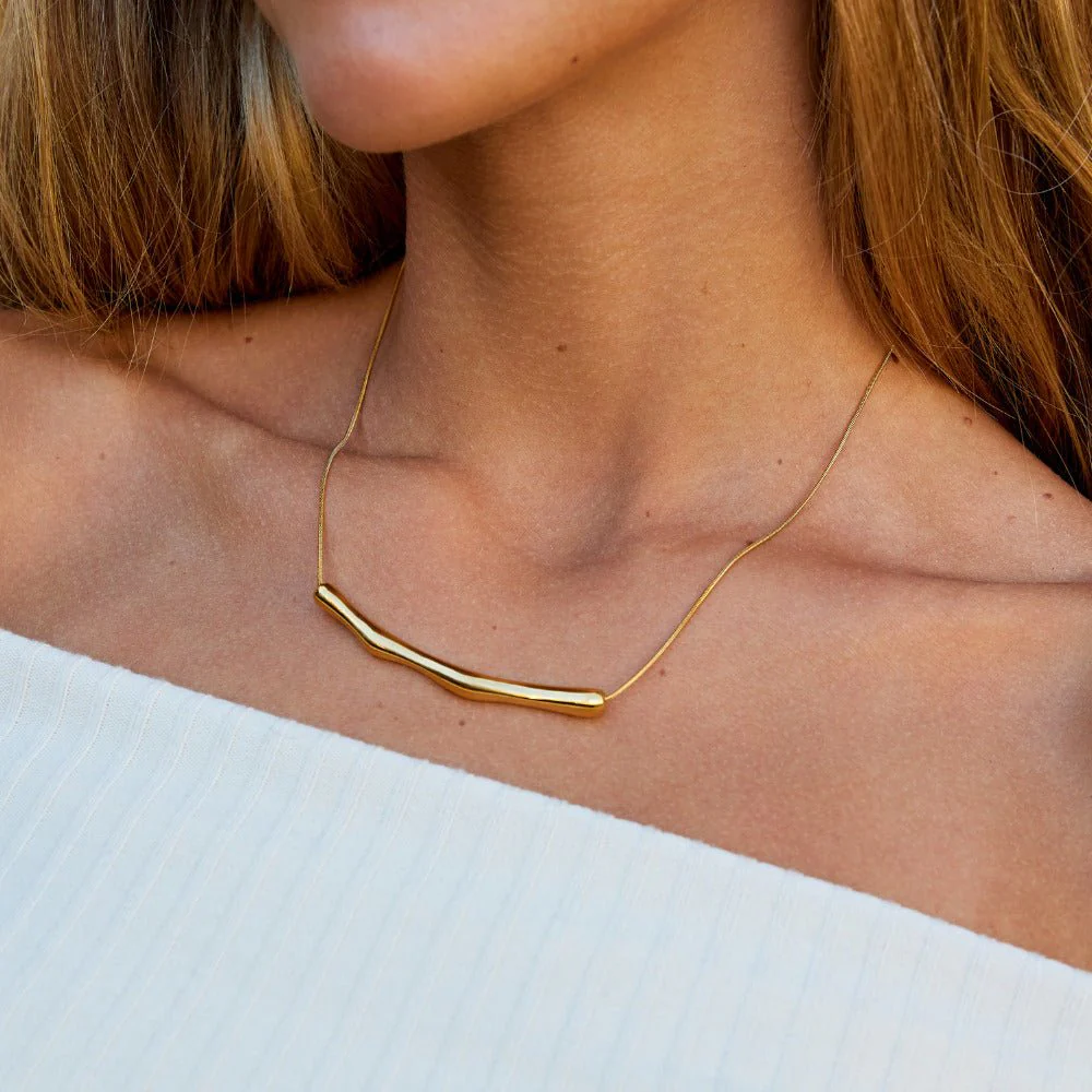 Deana Gold Bamboo Necklace - Image 2
