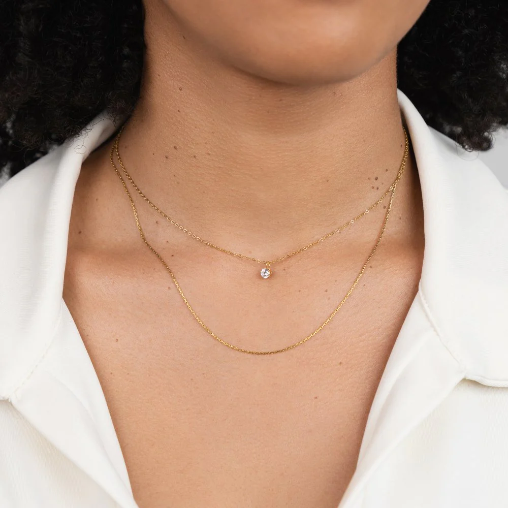 Dina Crystal & Gold Layered Necklace - Image 2