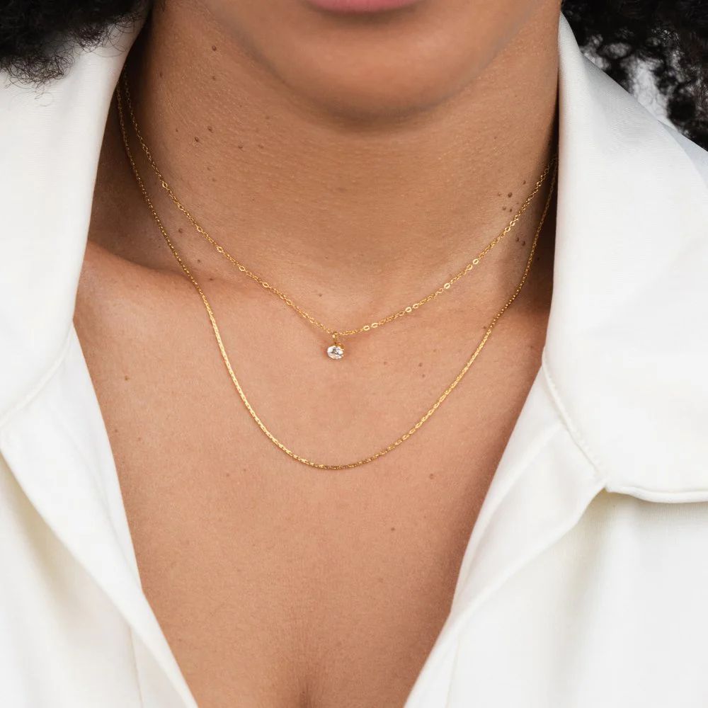 Dina Crystal & Gold Layered Necklace - Image 3