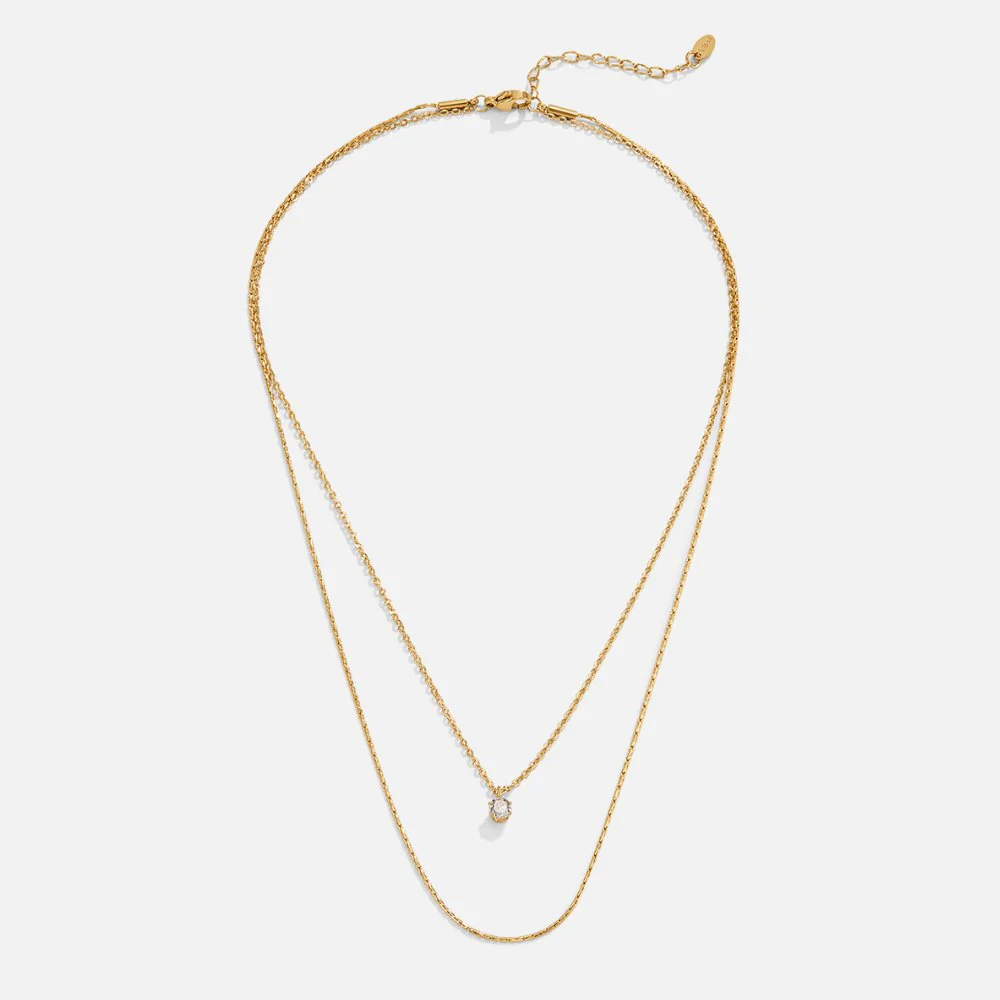 Dina Crystal & Gold Layered Necklace - Image 4
