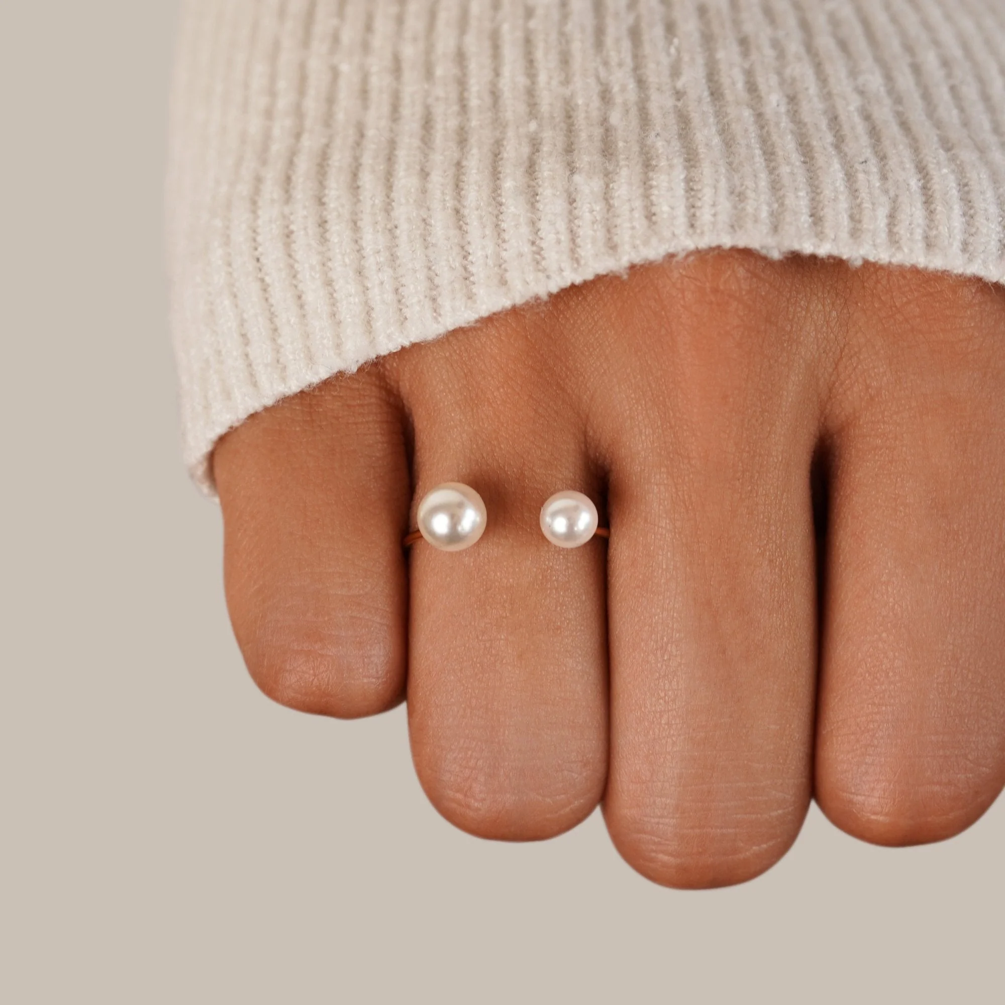 Durya Double Pearl Wrap Ring - Image 2