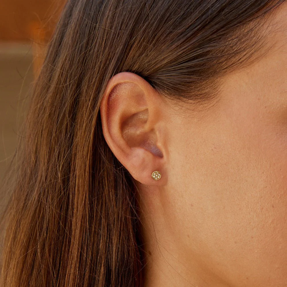 Elaine Crystal Disc Stud Earrings - Image 2