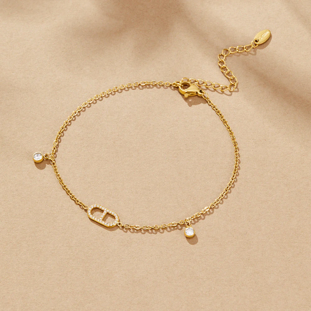 Eliza Gold Crystal Anklet - Image 2