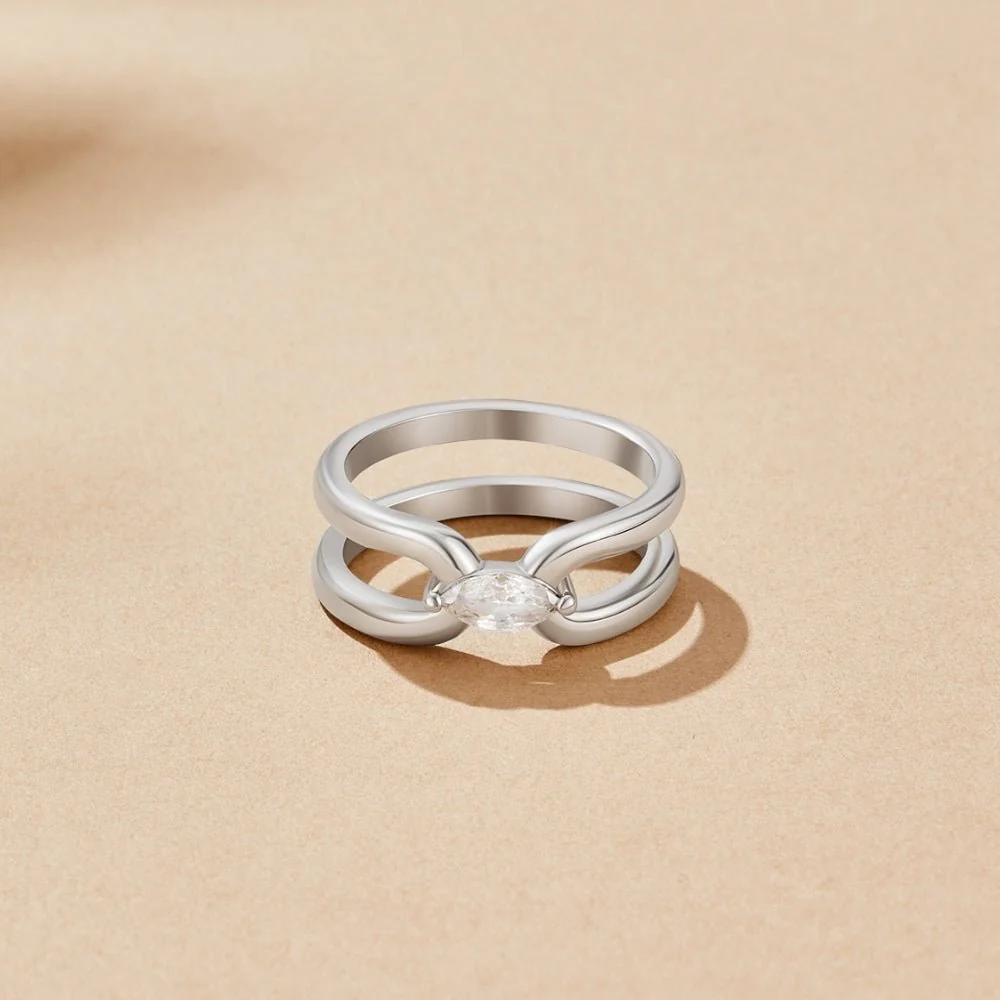 Eliza Silver Link Chain Ring - Image 3