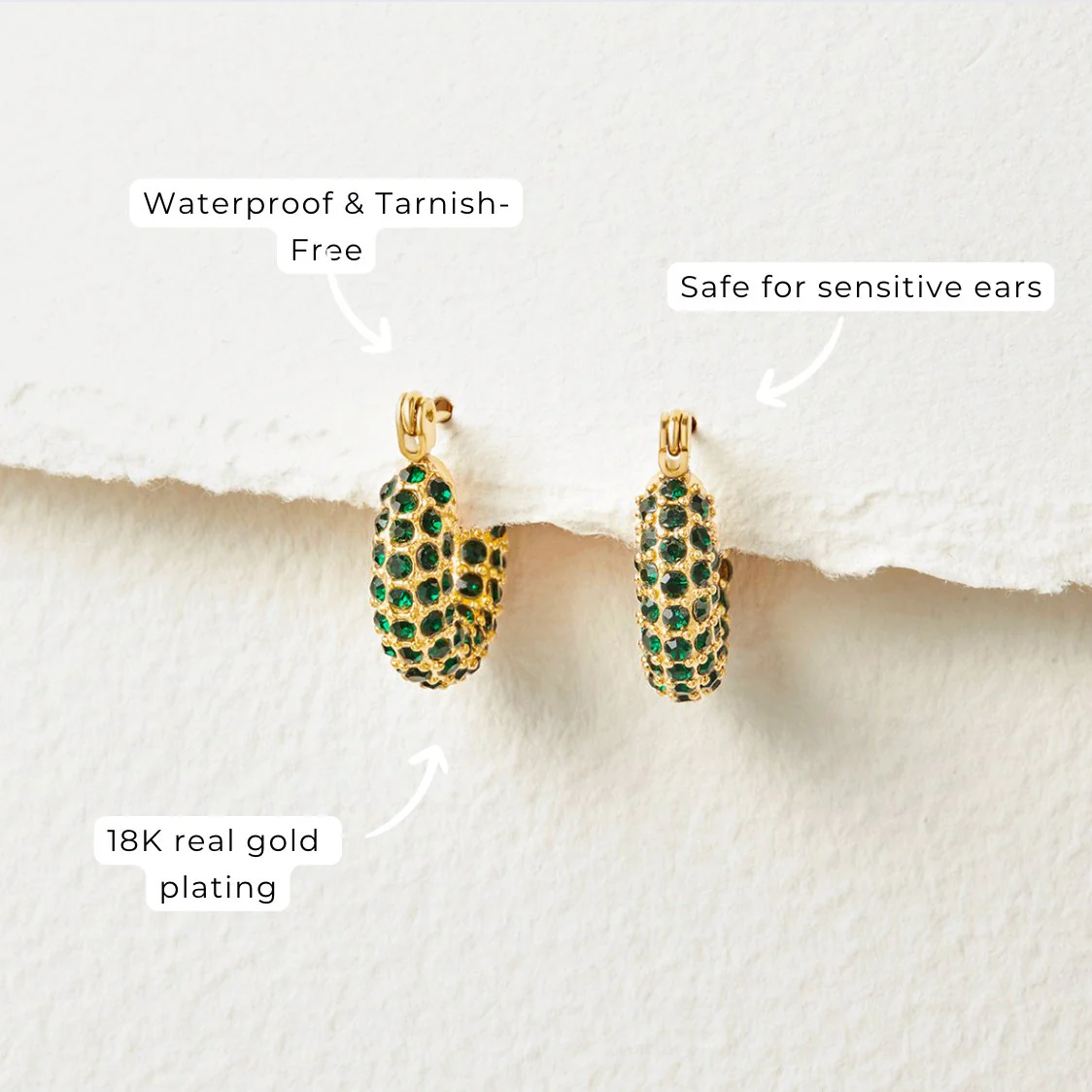 Emerald Beauty Hoop Earrings - Image 6