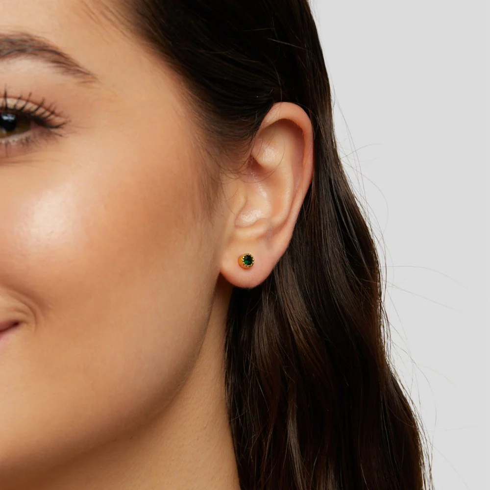 Emerald Green Stud Earrings - Image 3