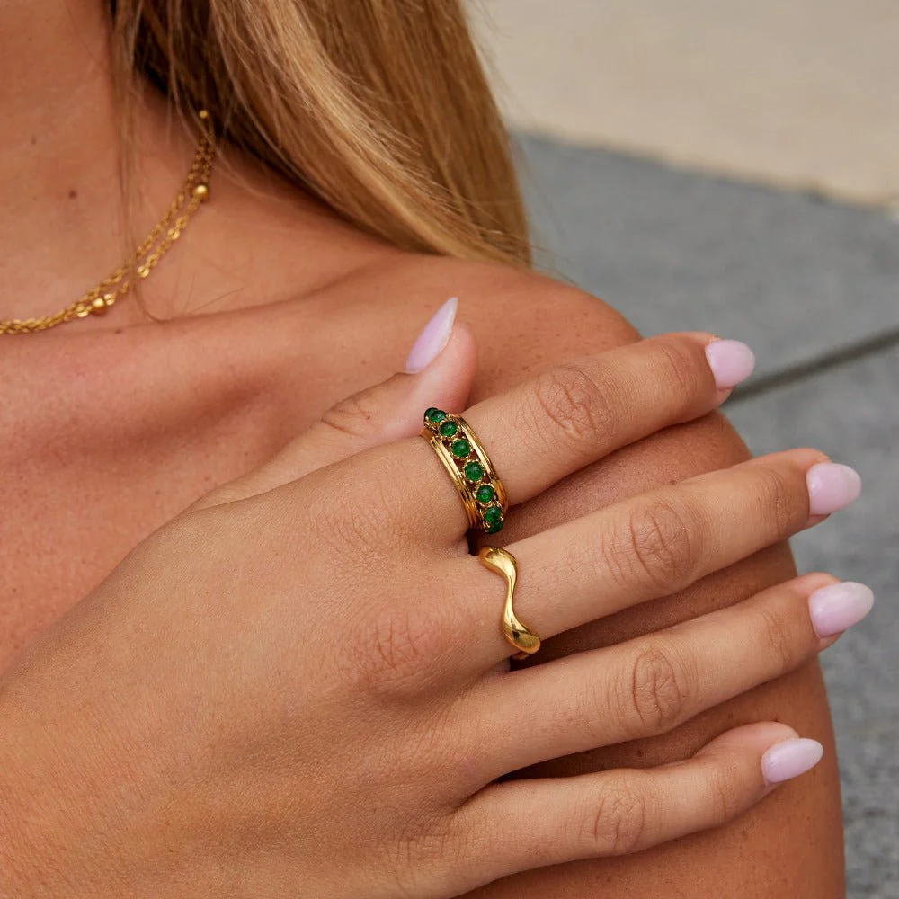 Emerald Stone Crystal Ring - Image 2