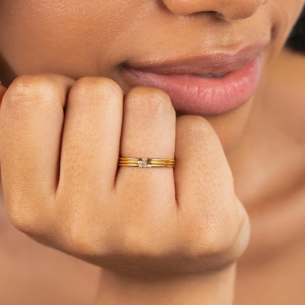 Eula Gold & Crystal Band Ring - Image 2