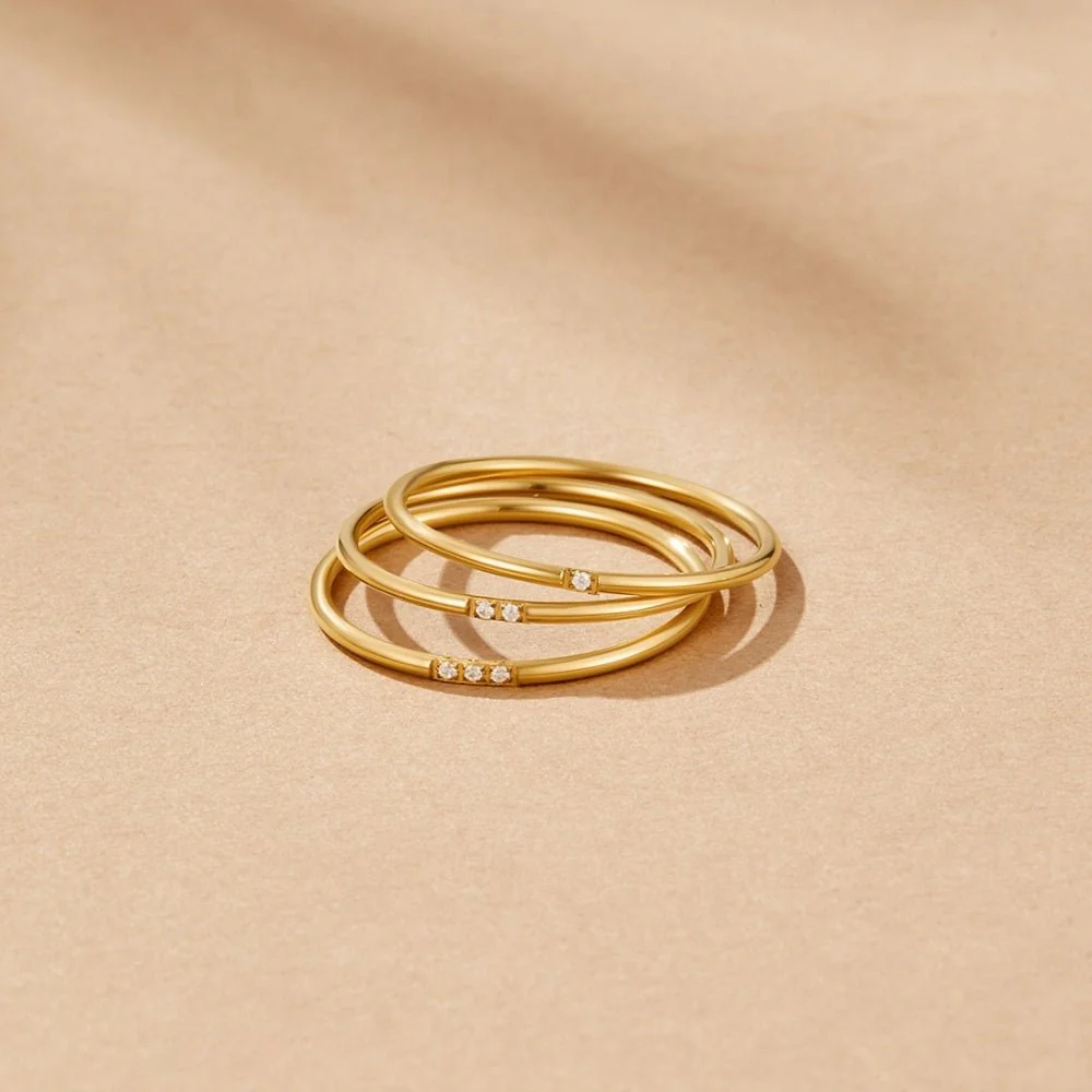 Eula Gold & Crystal Band Ring Set - Image 6