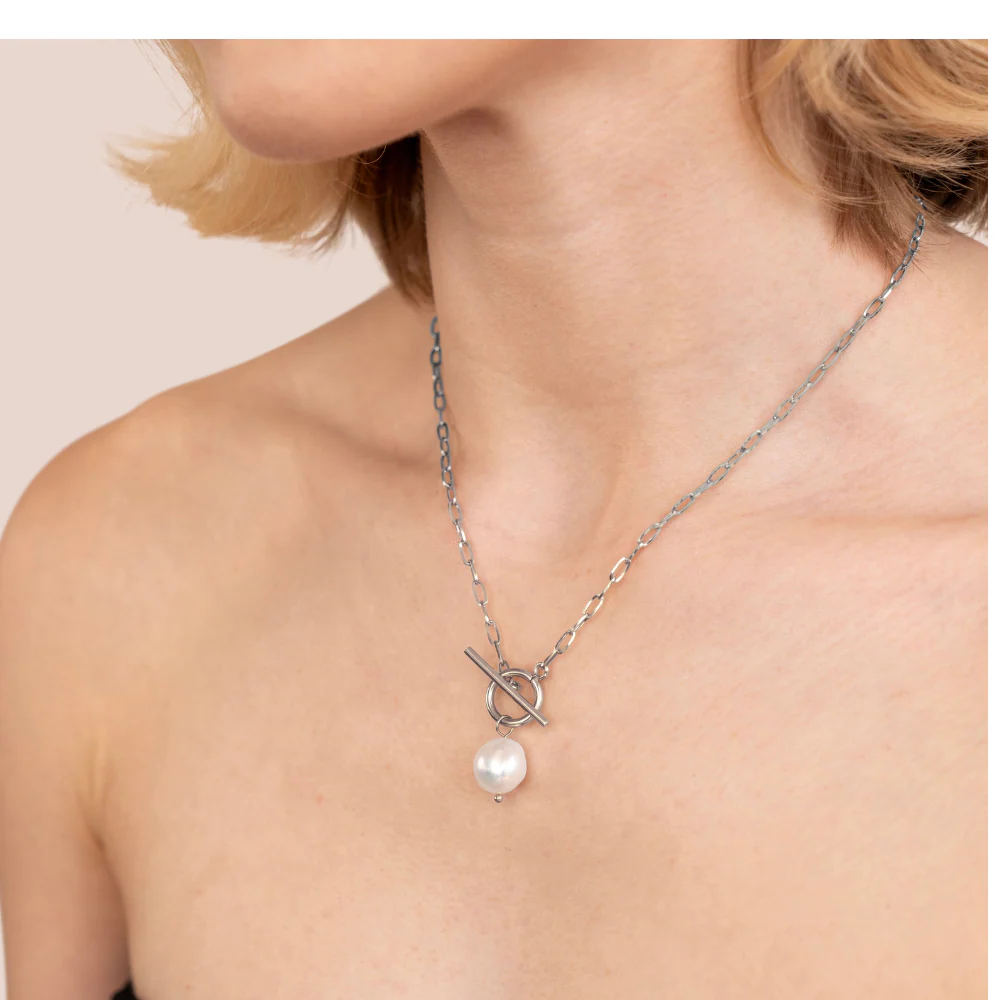 Eva Freshwater Pearl Silver Necklace - Image 4
