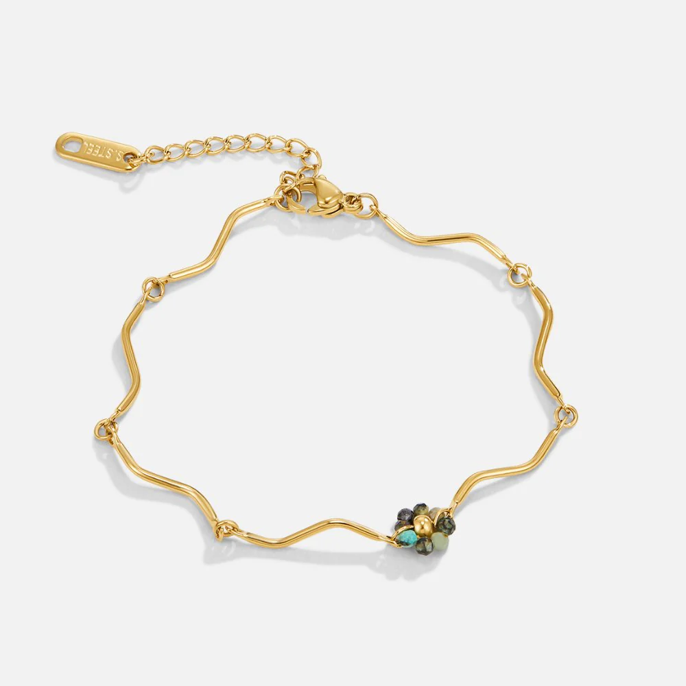 Forest Flower Stone Gold Bracelet - Image 3