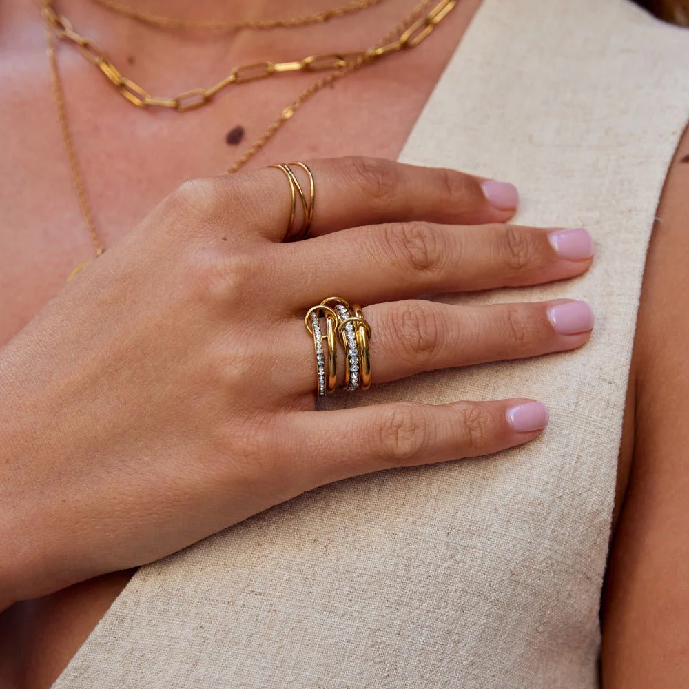 'Forever' Link Crystal & Gold Ring - Image 2
