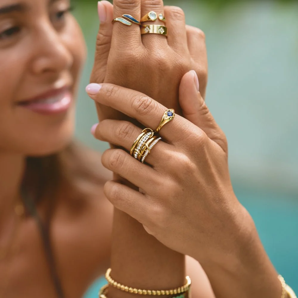 'Forever' Link Crystal & Gold Ring - Image 3