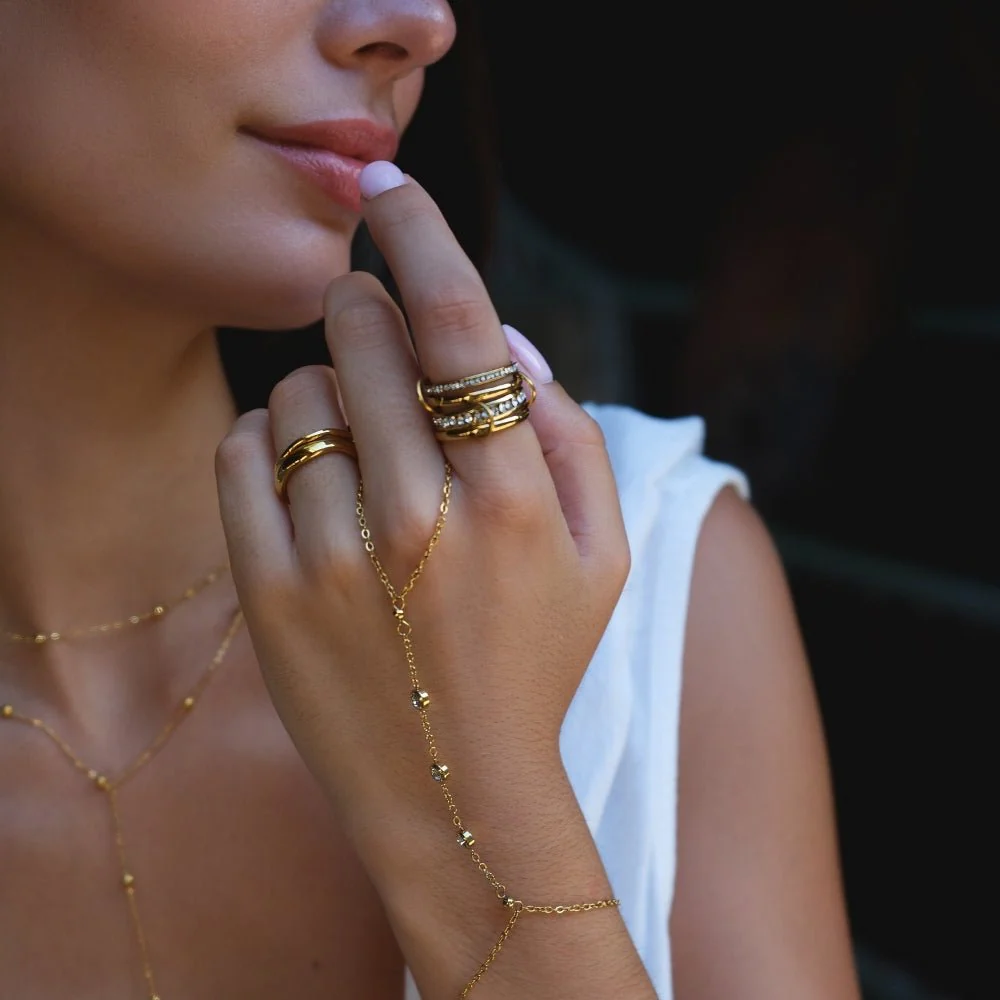 'Forever' Link Crystal & Gold Ring - Image 6