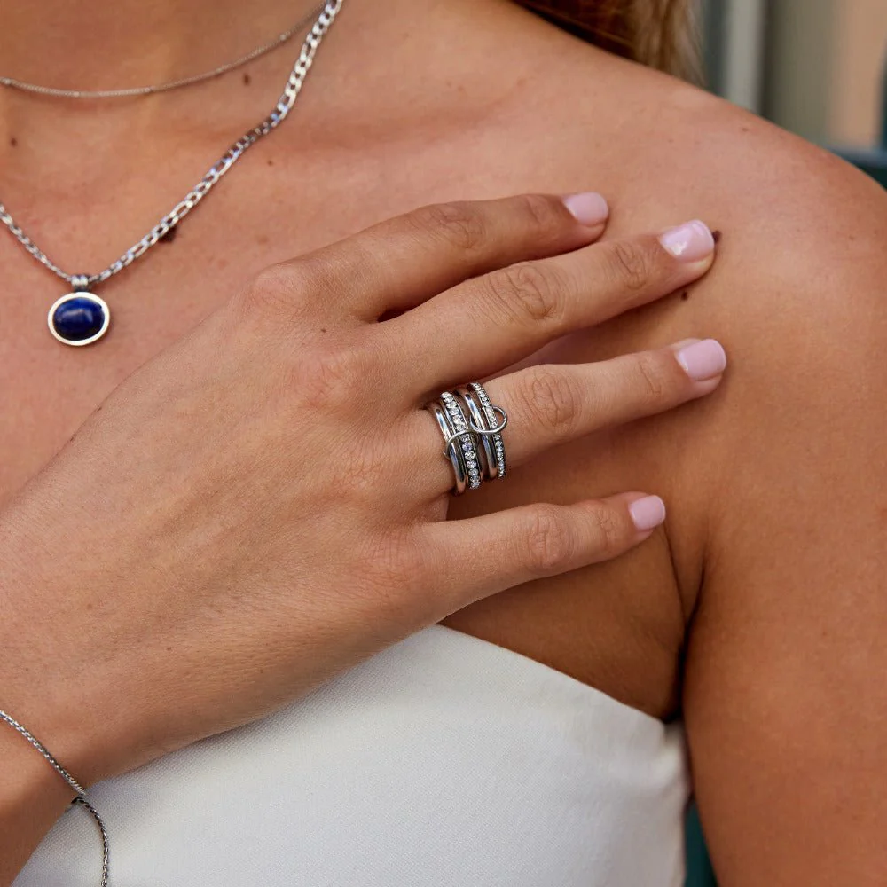 'Forever' Link Crystal & Silver Ring - Image 2